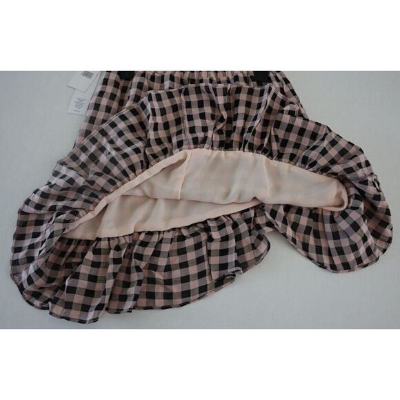 Cosmo Dress the Population Women's Sz L Black/Powder Gingham Plaid Esme Skirt - Picture 3 of 4